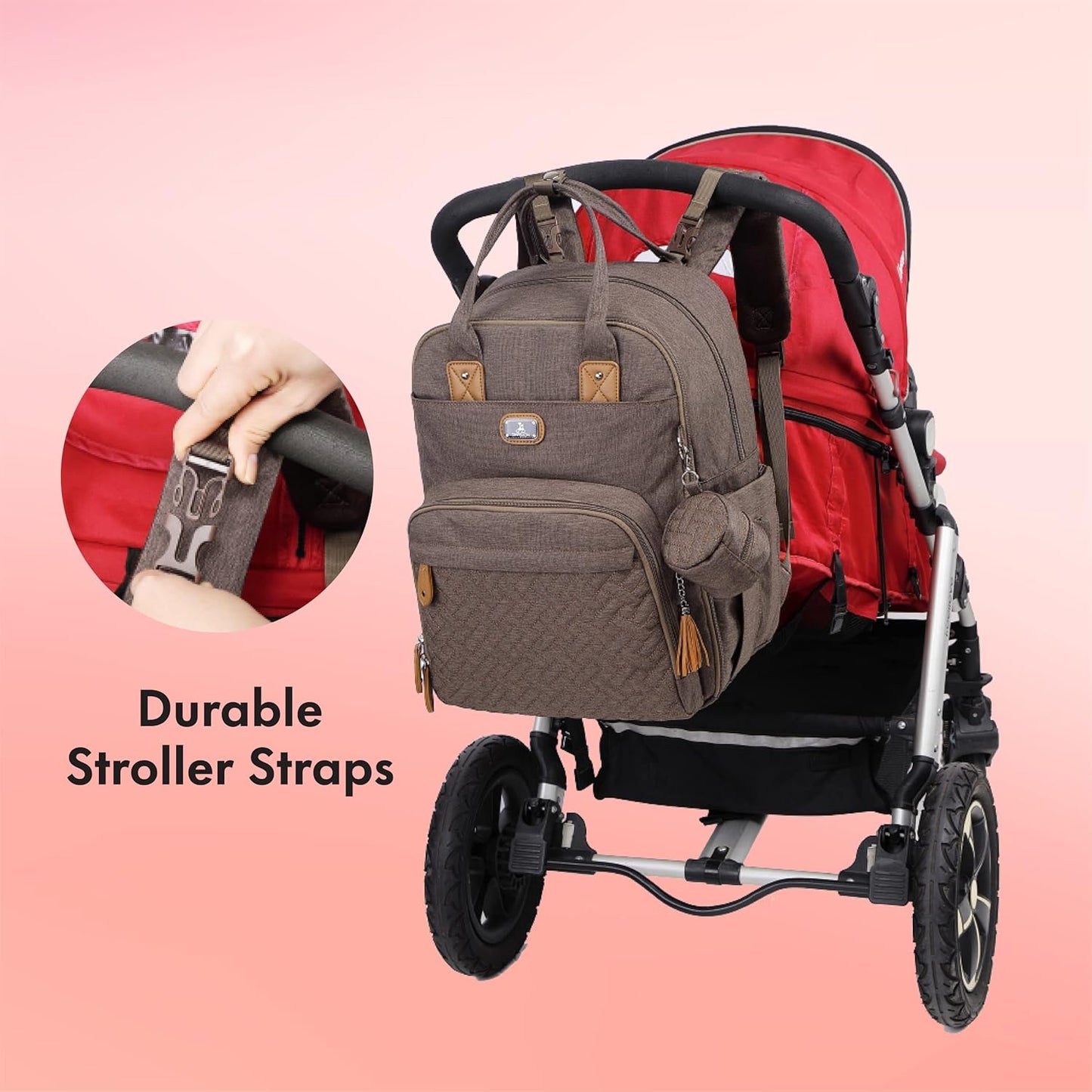 Diaper Bag Backpack with Changing Pad, Pacifier Holder & Stroller Straps – Large Unisex Baby Bag