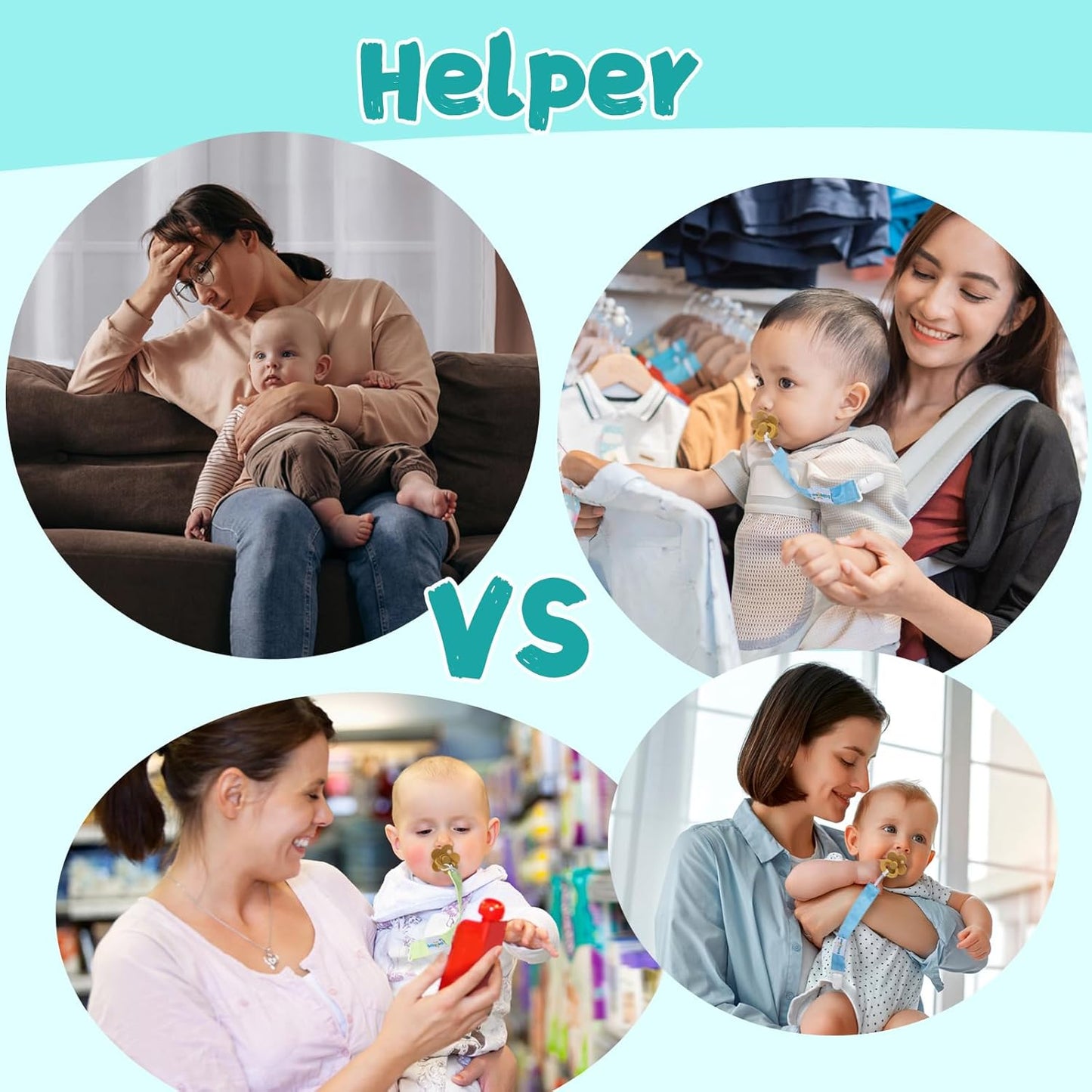 Neutral Pacifier Clips, 4 Pack Binky Paci Holder and Leash for Boys and Girls Fits for Most Pacifier, Binkie Styles & Baby Teethers & Toys and Gift 4PS07-B