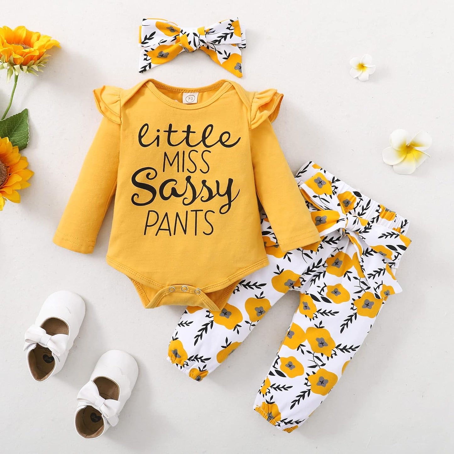 Newborn Infant Baby Girl Clothes – Ruffle Romper & Floral Pants Outfit | Fall Winter Clothing Set