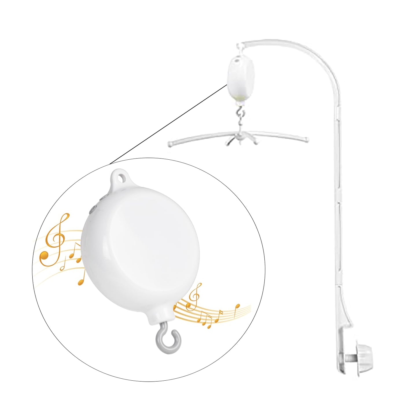35 Inches Baby Crib Mobile Arm with Music Box,Mobile Arm for Crib Baby Mobile Hanger,Crib Mobile Motor with 3 Modes(Rotating& Music,Rotating Only, Music Only,35 Lullabies,30 Min Auto-Off.