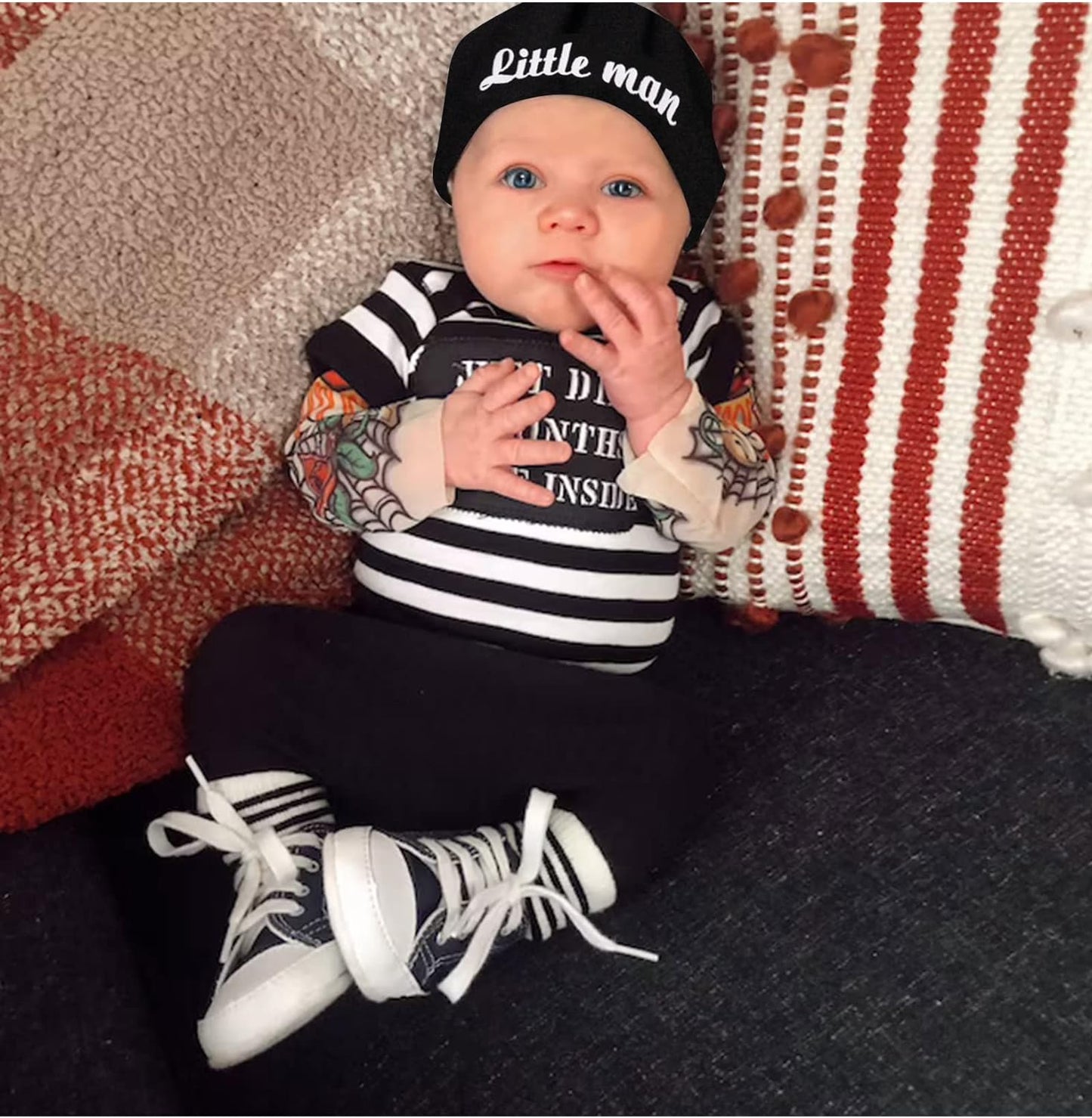 Baby Boy Clothes – Tattoo Sleeve Romper, Pants & Bodysuit | Funny 3PCS Infant Outfit Set