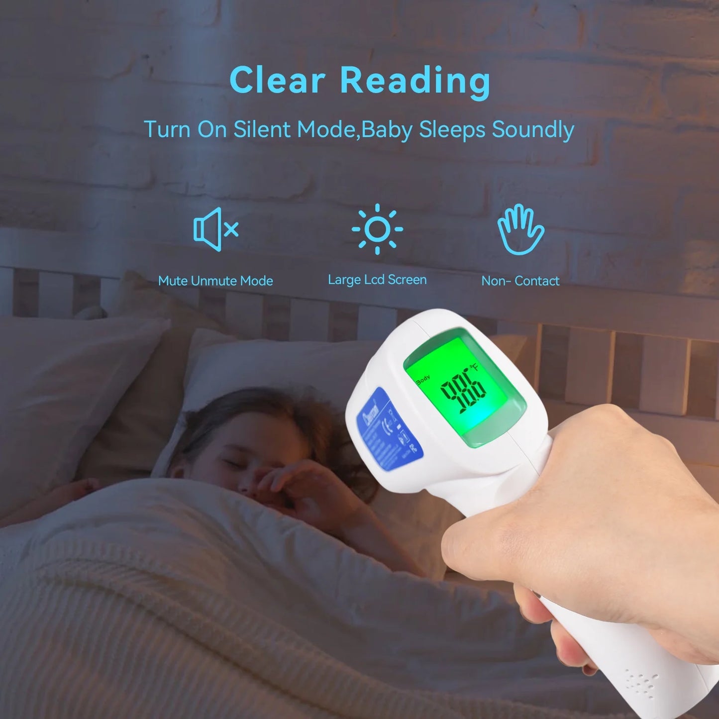 Non-Contact Infrared Forehead Thermometer Digital Thermometer 3 in 1 for Baby and Adult Non-Touch Baby Thermometer with Fever Warning
