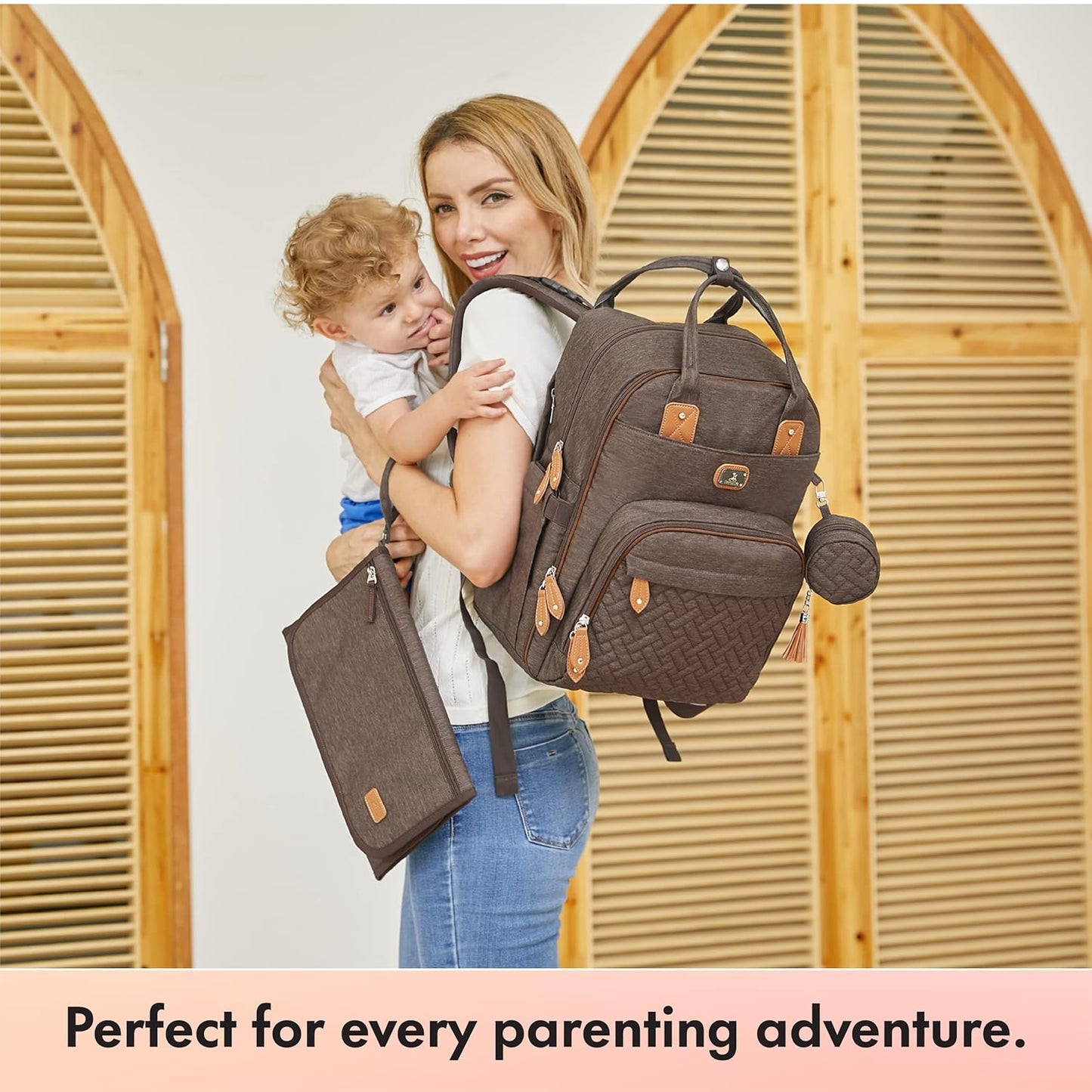 Diaper Bag Backpack with Changing Pad, Pacifier Holder & Stroller Straps – Large Unisex Baby Bag