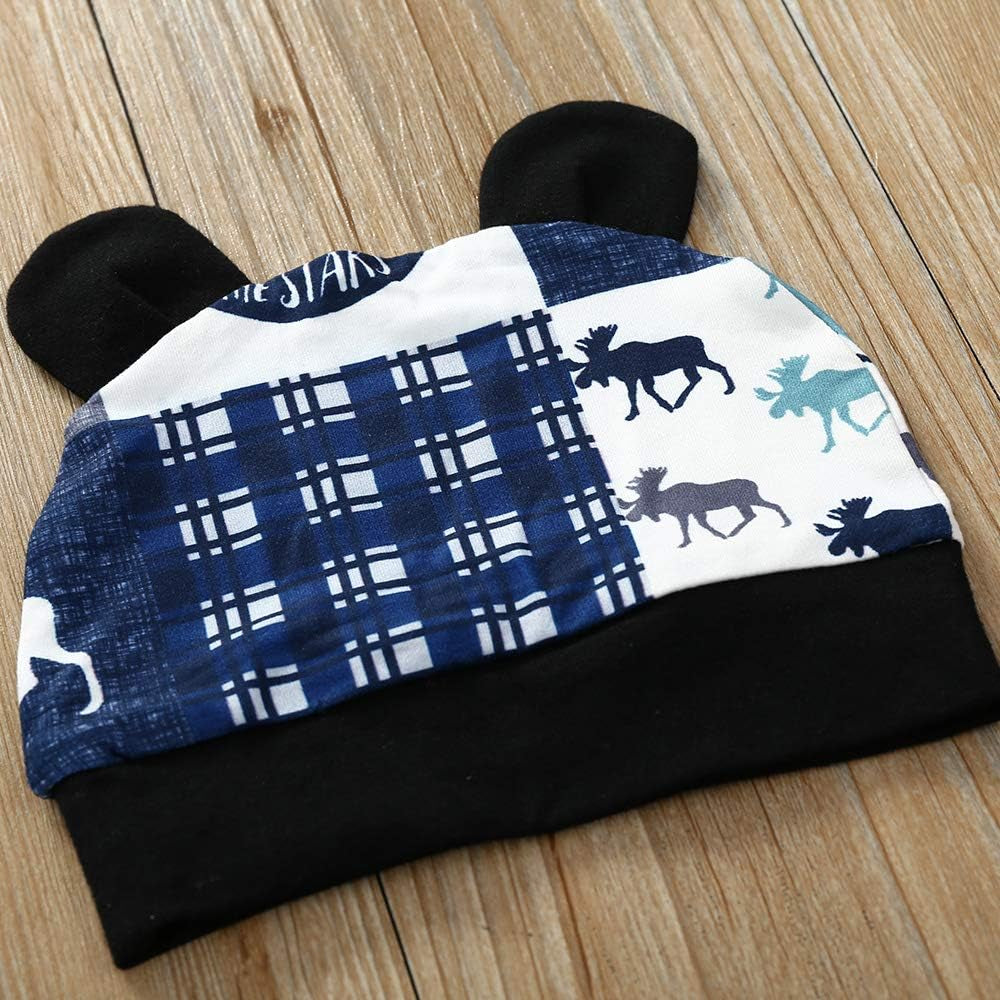 Adorable 3-Piece Baby Boy Outfit Set for Fall/Winter: Long Sleeve Romper, Pants, and Hat! Perfect for Your Little One!