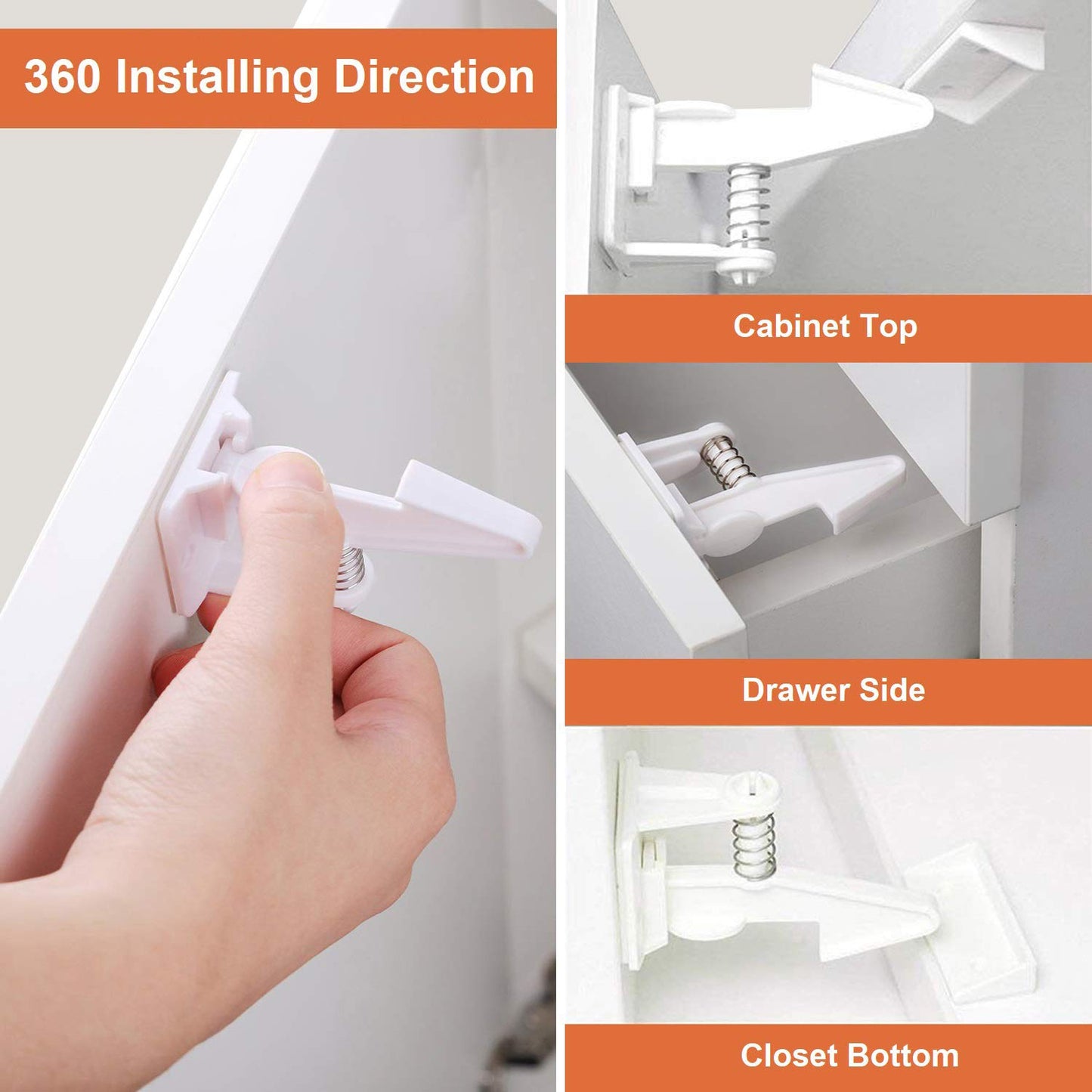 Cabinet Locks Child Safety Latches - 12 Pack Baby Proofing Cabinets Drawer Lock Adhesive Latch for Kids Proof Drawers No Drilling Tools Needed (White)