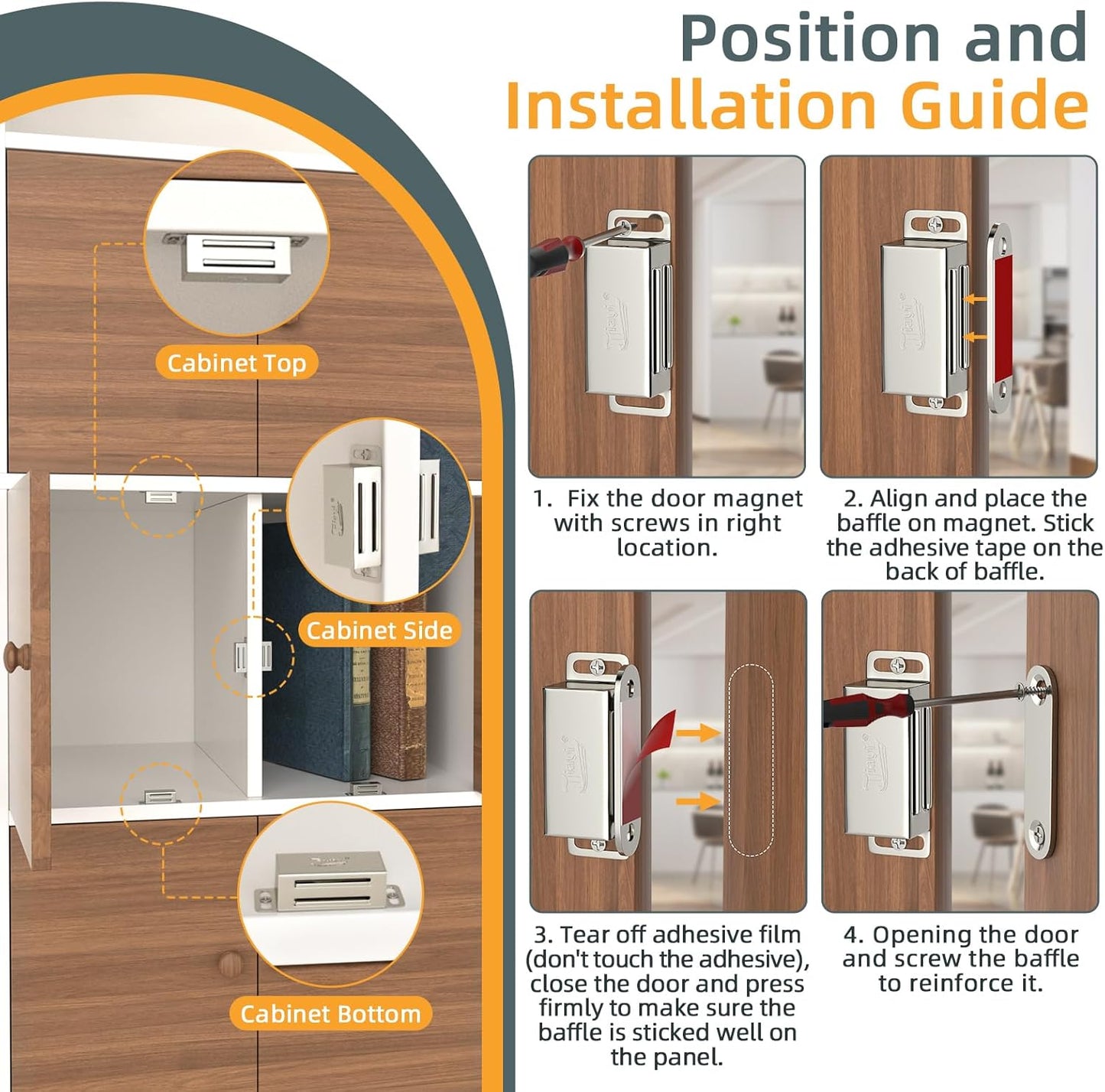 Cabinet Magnets 12 Pack Magnetic Door Catch Stainless Steel Kitchen Cabinet Magnetic Catch Drawer Magnet for Cabinet Door Cupboard Magnetic Closures for Cabinet Magnetic Latches Cabinet Closer