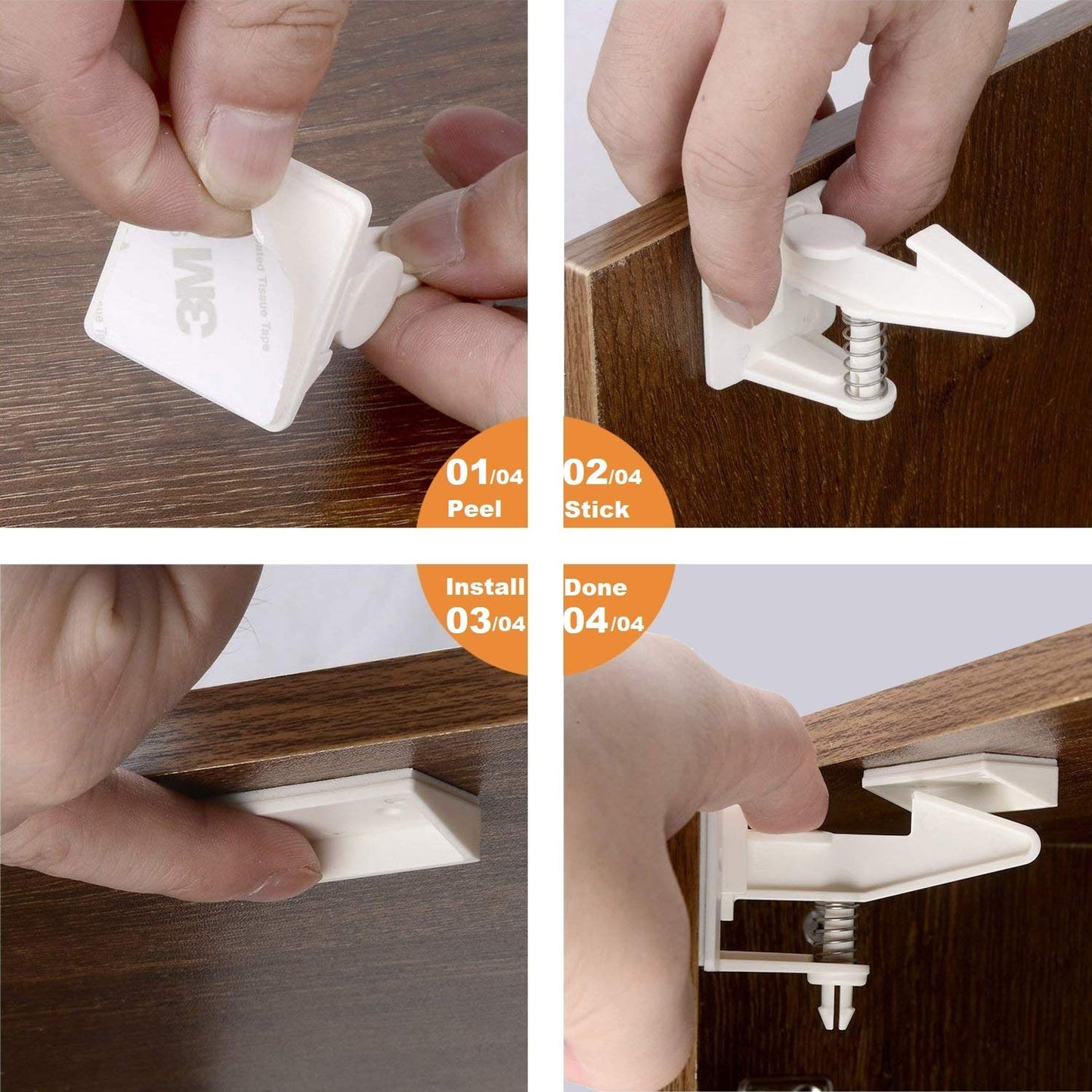 Cabinet Locks Child Safety Latches - 12 Pack Baby Proofing Cabinets Drawer Lock Adhesive Latch for Kids Proof Drawers No Drilling Tools Needed (White)