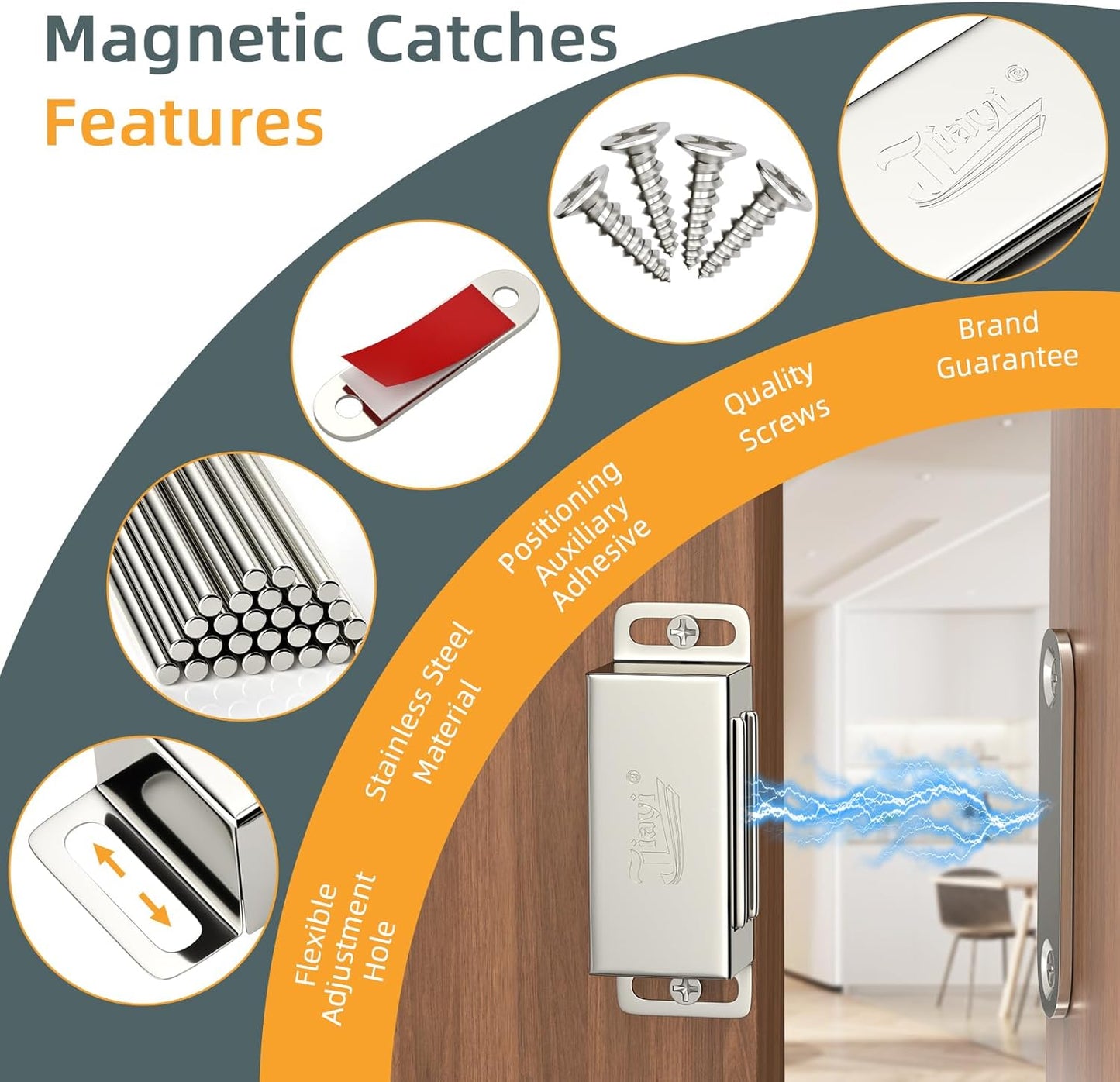 Cabinet Magnets 12 Pack Magnetic Door Catch Stainless Steel Kitchen Cabinet Magnetic Catch Drawer Magnet for Cabinet Door Cupboard Magnetic Closures for Cabinet Magnetic Latches Cabinet Closer