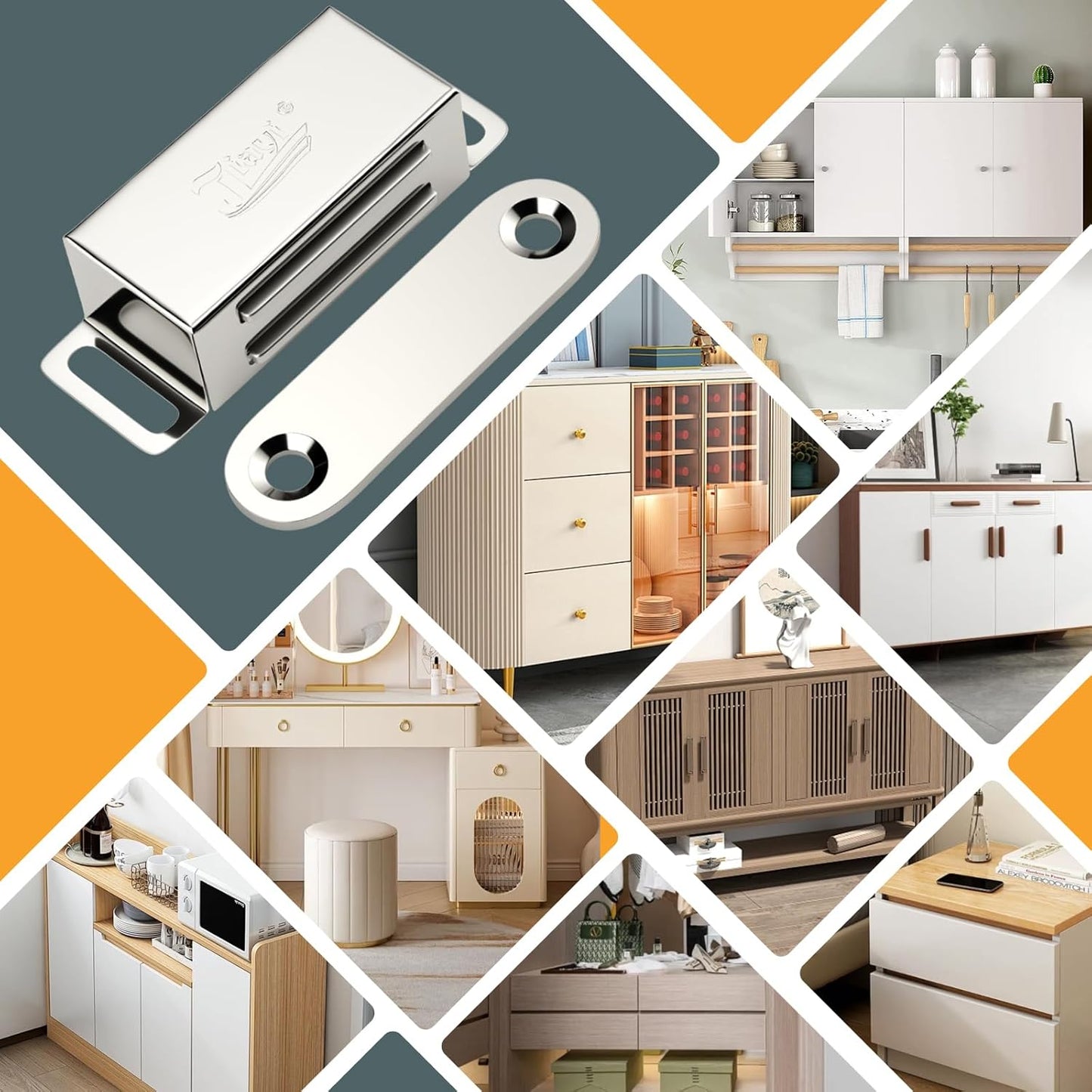 Cabinet Magnets 12 Pack Magnetic Door Catch Stainless Steel Kitchen Cabinet Magnetic Catch Drawer Magnet for Cabinet Door Cupboard Magnetic Closures for Cabinet Magnetic Latches Cabinet Closer