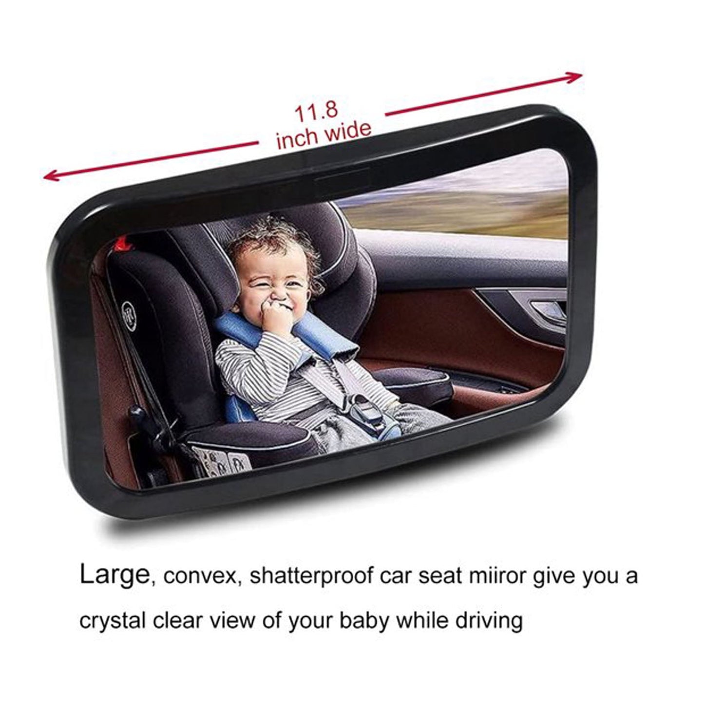 Baby Car Mirror with Wide Clear View, Shatterproof Car Seat Mirror for Infant Newborn Baby Kids in Rear Facing Backseat, Black