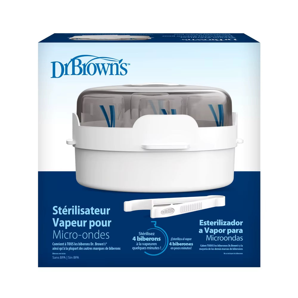 Microwave Steam Sterilizer Baby Bottles Pacifiers Accessories Fast Sterilization Eliminates Bacteria Lightweight Portable Easy