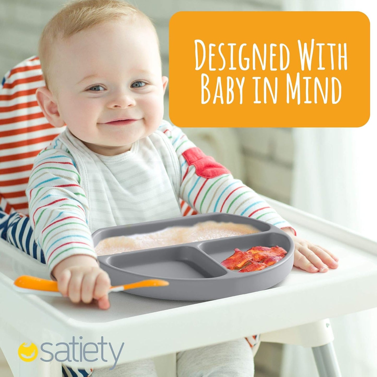 Toddler Plates Suction Plates for Baby Silicone Baby Plates 100% Food-Grade Silicone, First Stage Toddler Plate with Suction Feeding Supplies for Kids, Microwave & Dishwasher Safe Green
