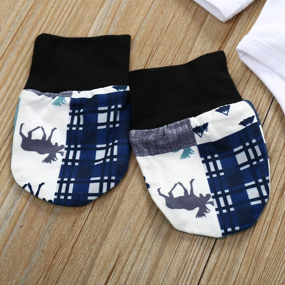 Adorable 3-Piece Baby Boy Outfit Set for Fall/Winter: Long Sleeve Romper, Pants, and Hat! Perfect for Your Little One!