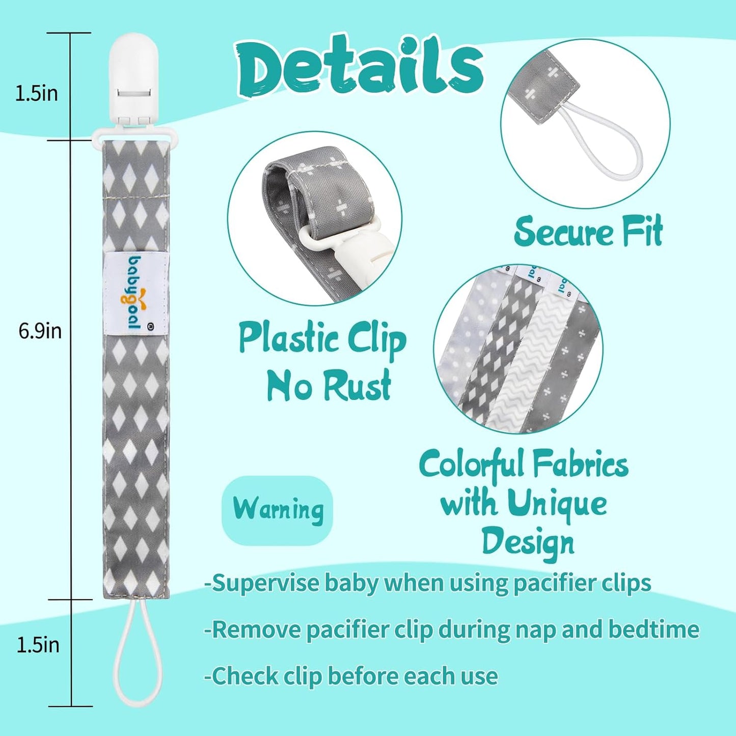 Neutral Pacifier Clips, 4 Pack Binky Paci Holder and Leash for Boys and Girls Fits for Most Pacifier, Binkie Styles & Baby Teethers & Toys and Gift 4PS07-B