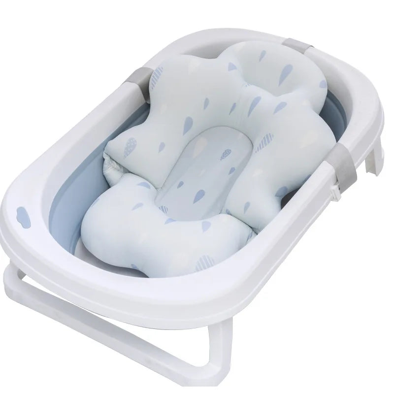 Baby Bath Seat Support Mat Newborn Bath Tub Seat Baby Bath Tub Nonslip Pad Safety Bath Support Soft Cushion Mat Pillow 54X41Cm