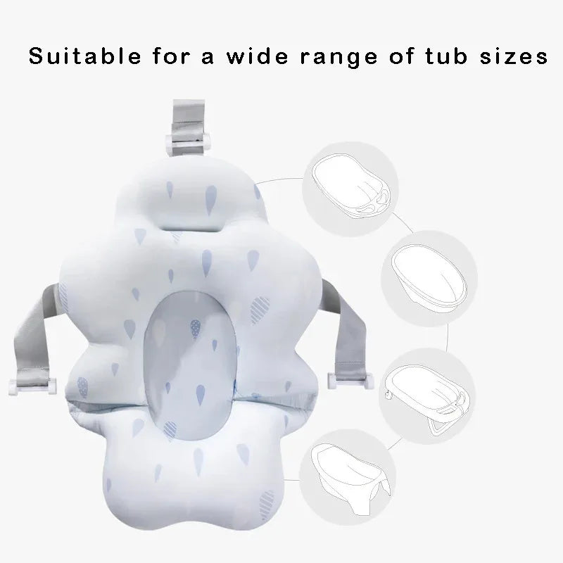 Baby Bath Seat Support Mat Newborn Bath Tub Seat Baby Bath Tub Nonslip Pad Safety Bath Support Soft Cushion Mat Pillow 54X41Cm