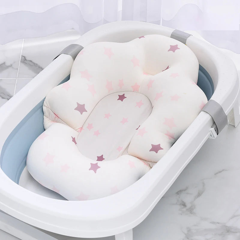 Baby Bath Seat Support Mat Newborn Bath Tub Seat Baby Bath Tub Nonslip Pad Safety Bath Support Soft Cushion Mat Pillow 54X41Cm