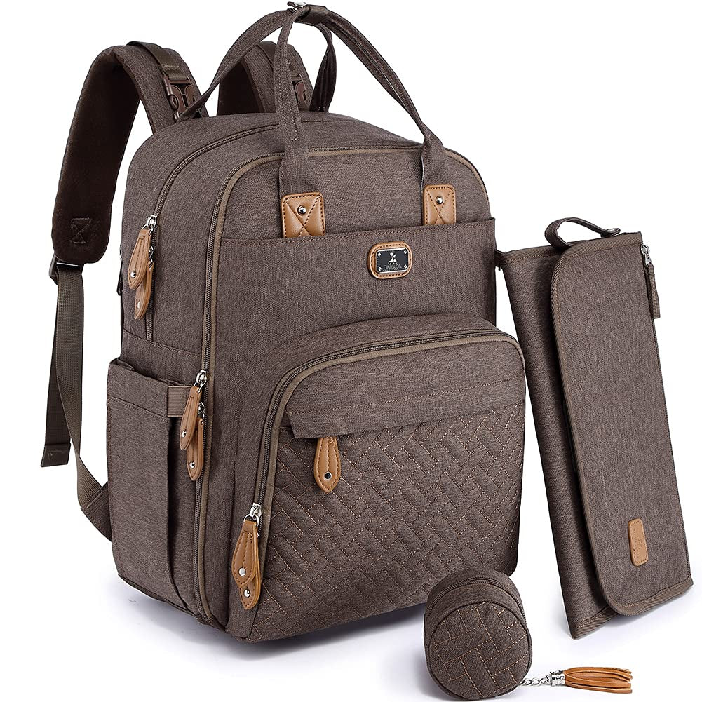 Diaper Bag Backpack with Changing Pad, Pacifier Holder & Stroller Straps – Large Unisex Baby Bag