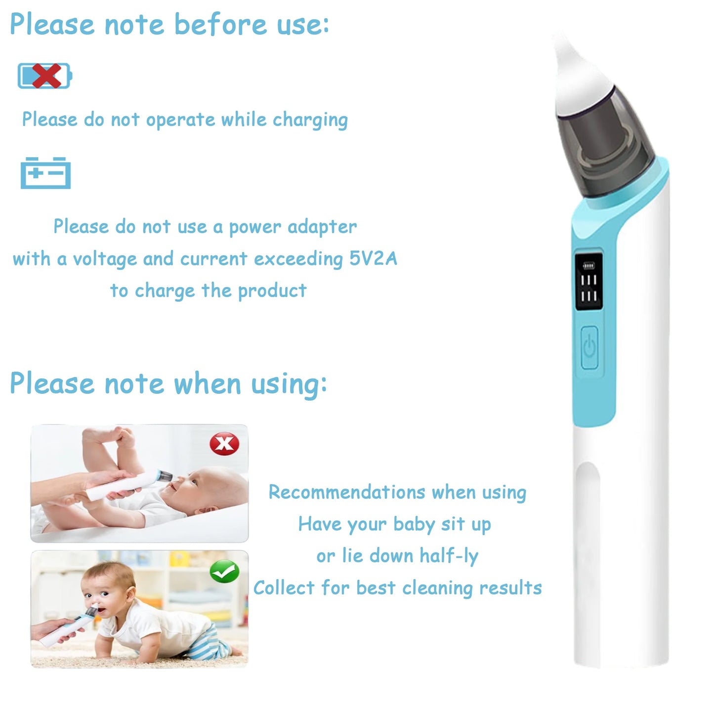 Nasal Aspirator Rechargable Nose Sucker 6 Suctions Power Snot Suction Nose Suction for Toddlers Newborn and Infants