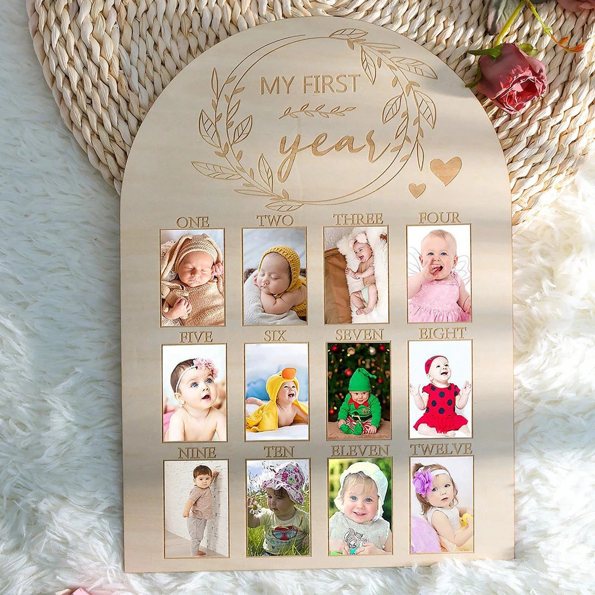 Newborn First Year Photo Frame Photography Props 12 Month Baby Growth Picture Record Milestone Board Baby Souvenirs Gift