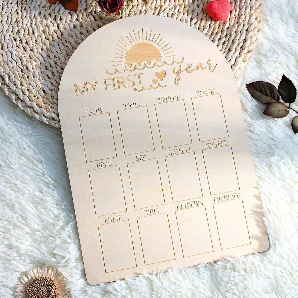Newborn First Year Photo Frame Photography Props 12 Month Baby Growth Picture Record Milestone Board Baby Souvenirs Gift