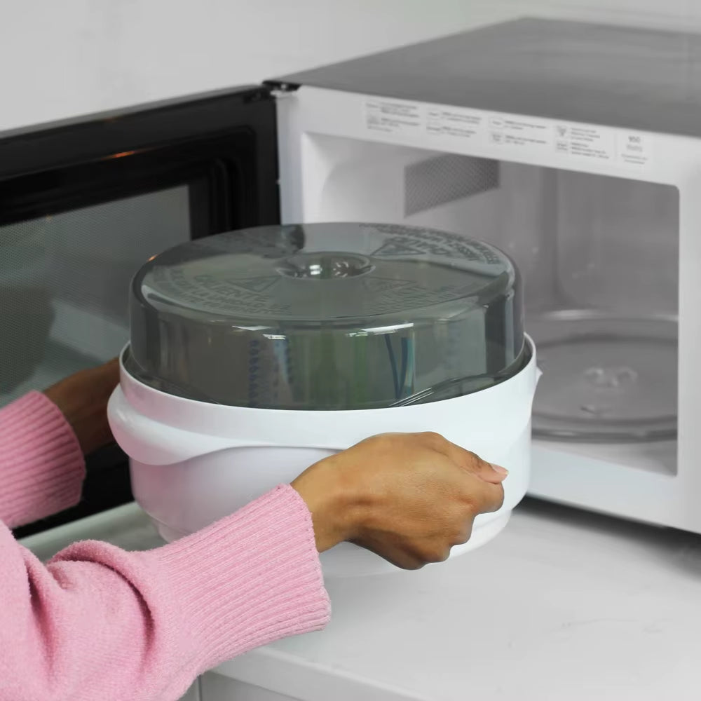 Microwave Steam Sterilizer Baby Bottles Pacifiers Accessories Fast Sterilization Eliminates Bacteria Lightweight Portable Easy