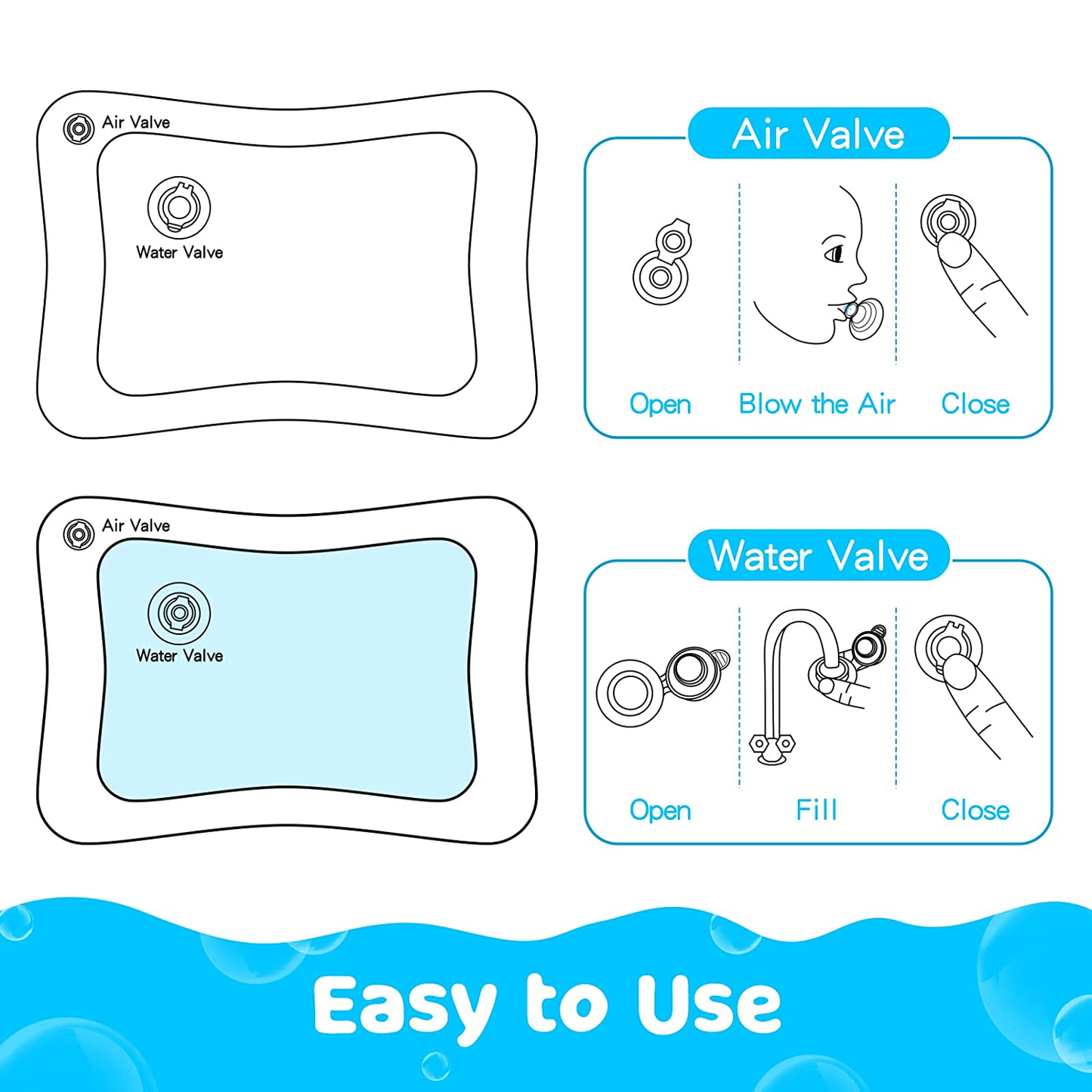 Tummy Time Water Mat丨Inflatable Tummy Time Water Play Mat for Babies, Infants An