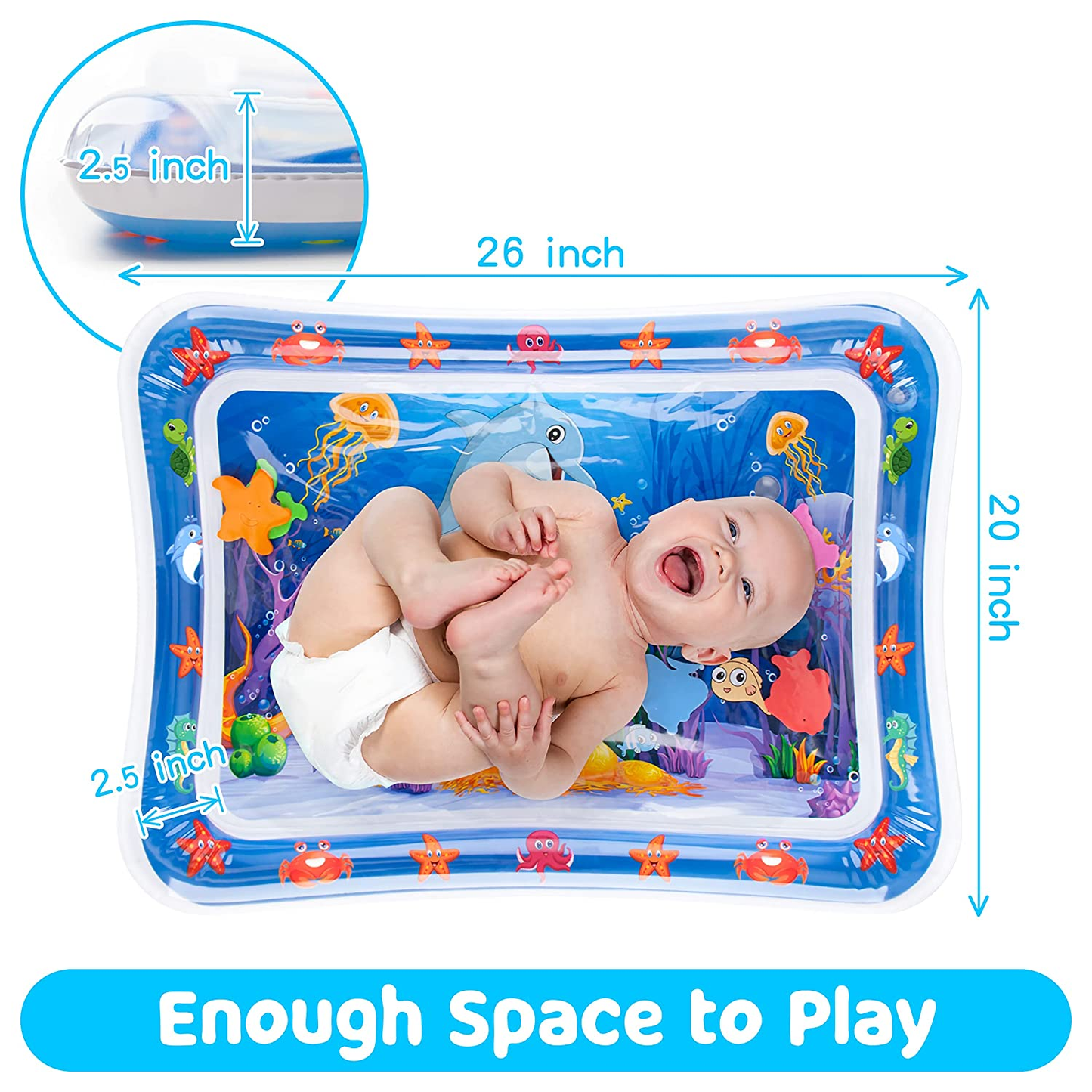 Tummy Time Water Mat丨Inflatable Tummy Time Water Play Mat for Babies, Infants An
