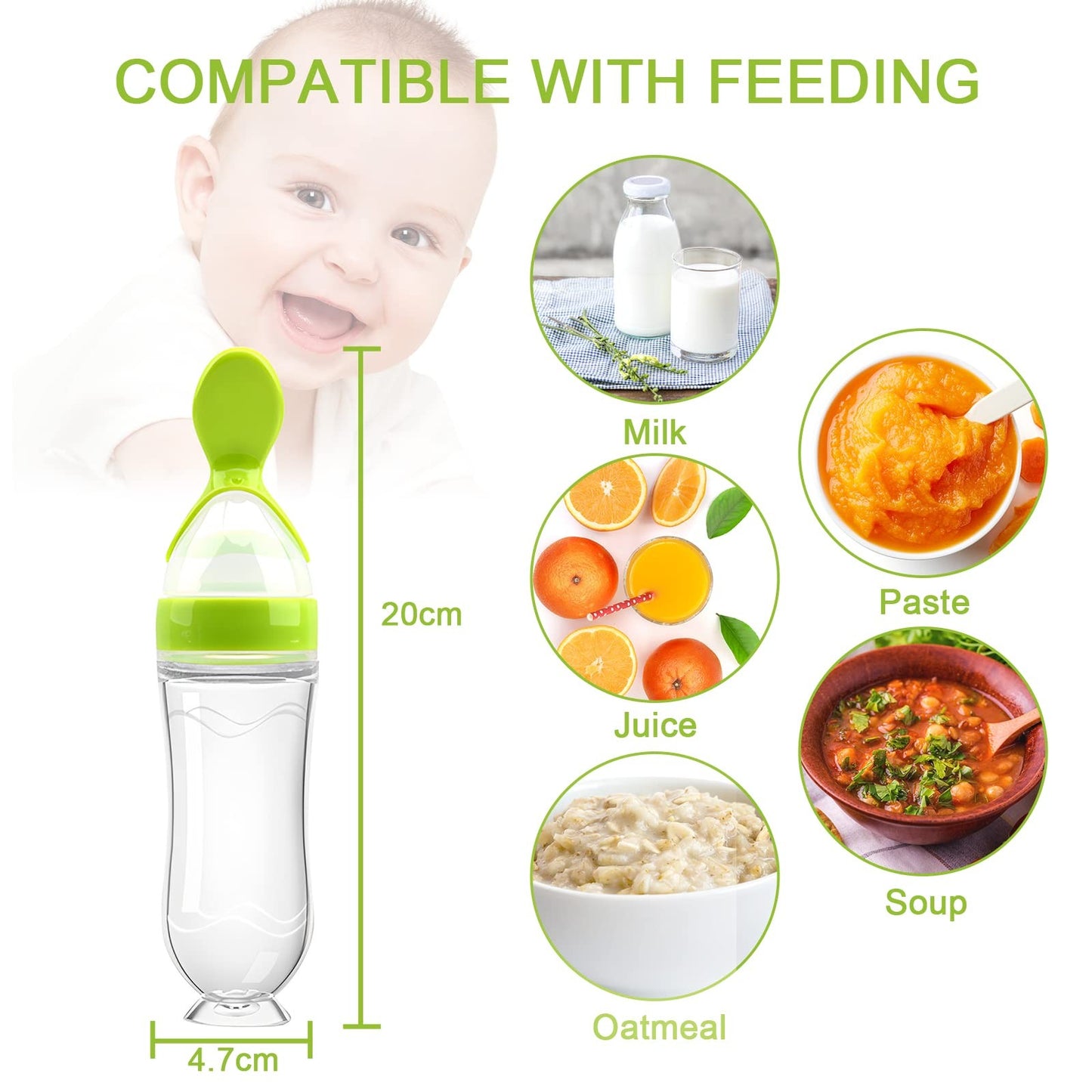 Food Feeder for Baby, Fruit Feeder Pacifier (3 Pcs) with 6 Different Sized Si...