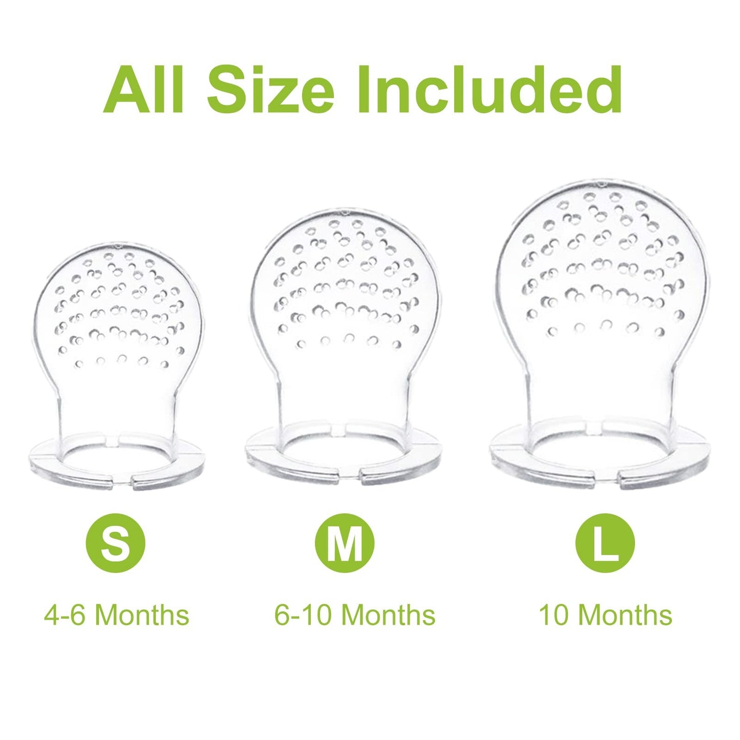 Food Feeder for Baby, Fruit Feeder Pacifier (3 Pcs) with 6 Different Sized Si...