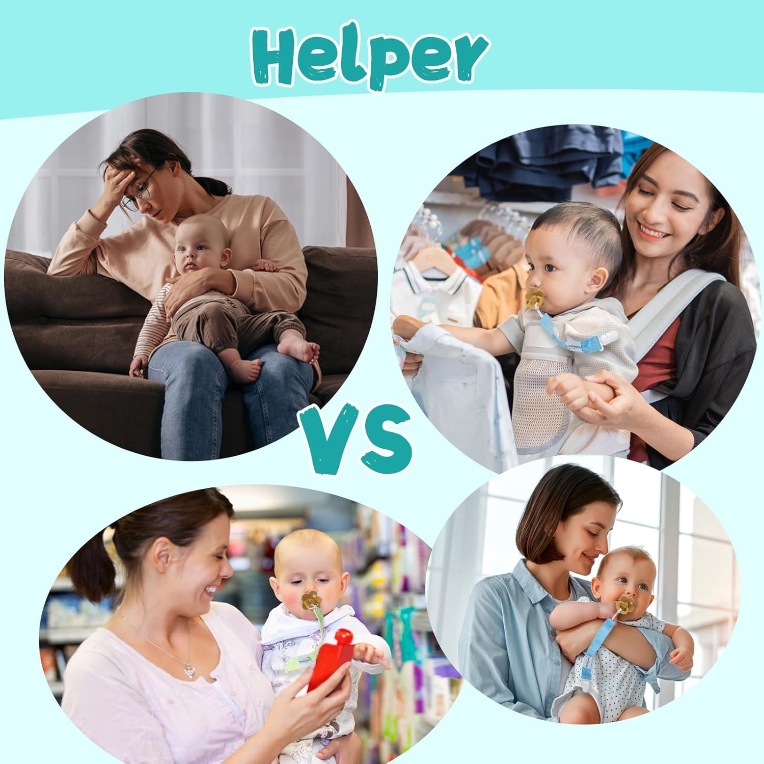 Neutral Pacifier Clips, 4 Pack Binky Paci Holder and Leash for Boys and Girls Fits for Most Pacifier, Binkie Styles & Baby Teethers & Toys and Gift 4PS07-B