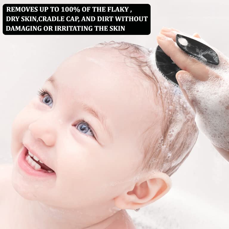 Baby Bath Brush, Exfoliating and Massaging Cradle Cap Bath Brushes - Silicone Cradle Cap Scrubber for Newborns,Babies Essential for Dry Skin, Cradle Cap and Eczema (Mix-4Color)