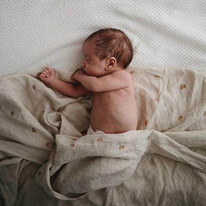 Muslin Baby Swaddle Blanket | 100% Organic Cotton (Rainbows)