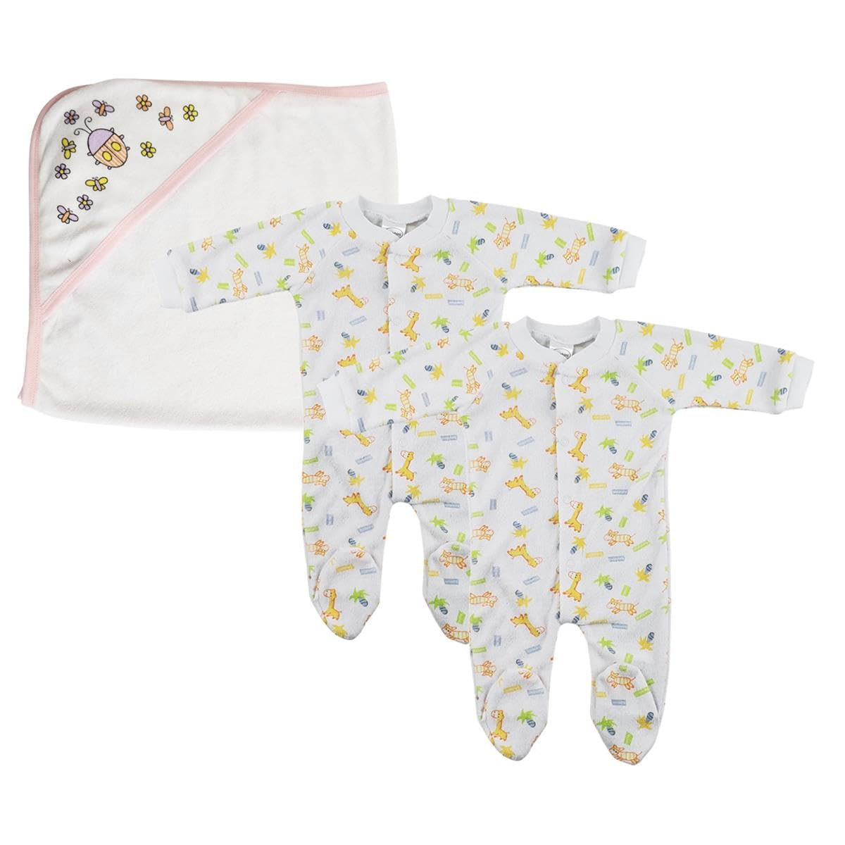 Adorable NC-0725L Girl's Closed-Toe Sleep & Play Set in White & Pink – 3 Pack Medium - Perfect for Sweet Dreams! 🌙💖