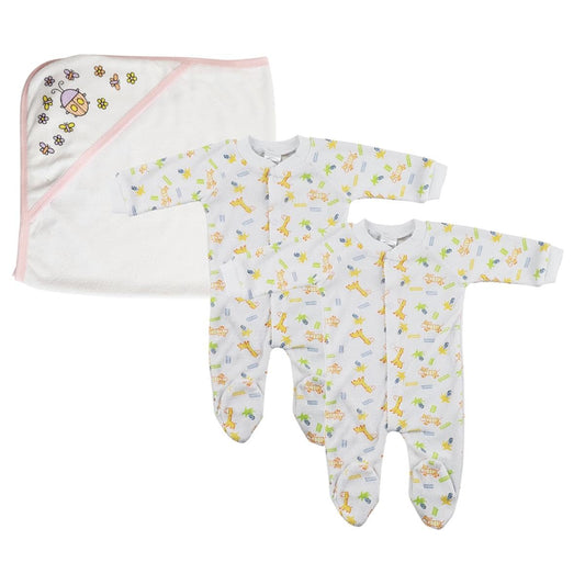 Adorable NC-0725L Girl's Closed-Toe Sleep & Play Set in White & Pink – 3 Pack Medium - Perfect for Sweet Dreams! 🌙💖