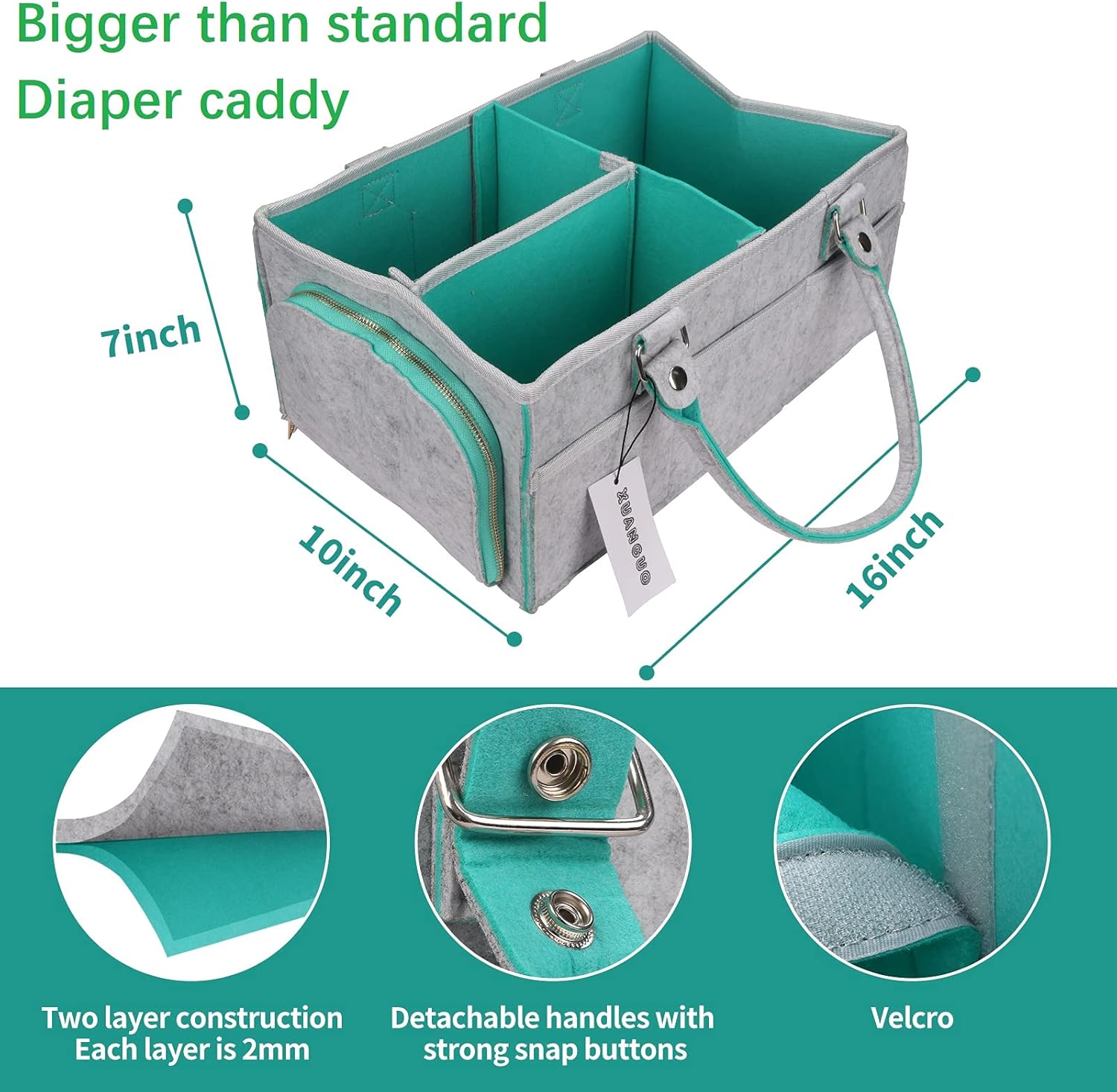 Baby Diaper Caddy Organizer for Boy or Girl Large Nursery Storage Bin Basket Portable Holder Tote Bag for Changing Table and Car Baby Shower Gifts Newborn Essentials Stuff Registry Must Haves Item