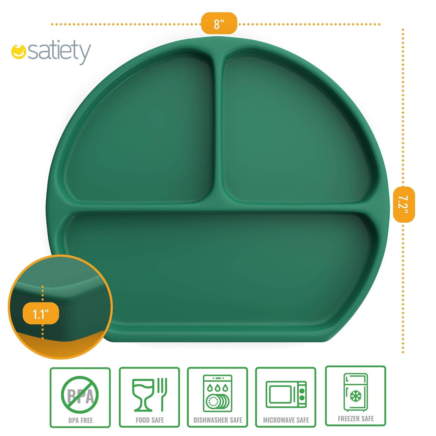 Toddler Plates Suction Plates for Baby Silicone Baby Plates 100% Food-Grade Silicone, First Stage Toddler Plate with Suction Feeding Supplies for Kids, Microwave & Dishwasher Safe Green