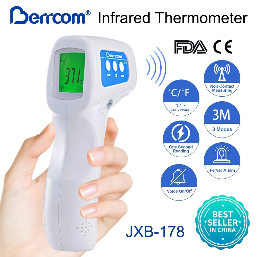 Non-Contact Infrared Forehead Thermometer Digital Thermometer 3 in 1 for Baby and Adult Non-Touch Baby Thermometer with Fever Warning