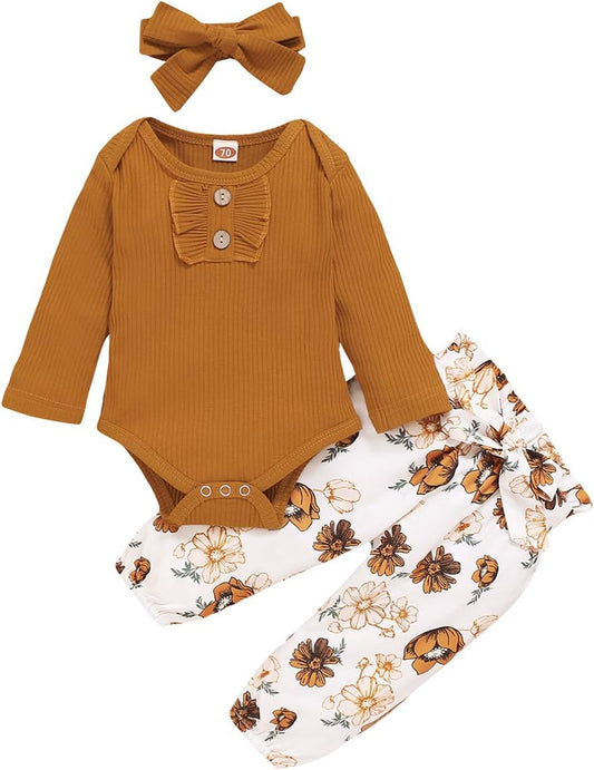 Baby Girl Clothes – Hooded Long Sleeve Sweatshirt, Leopard Print Pants & Headband | Toddler Outfit Set