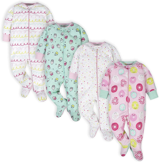Snuggle into Dreamland with Our Adorable 4-Pack Baby Girl Sleep 'N Play Footies! 🌙💖