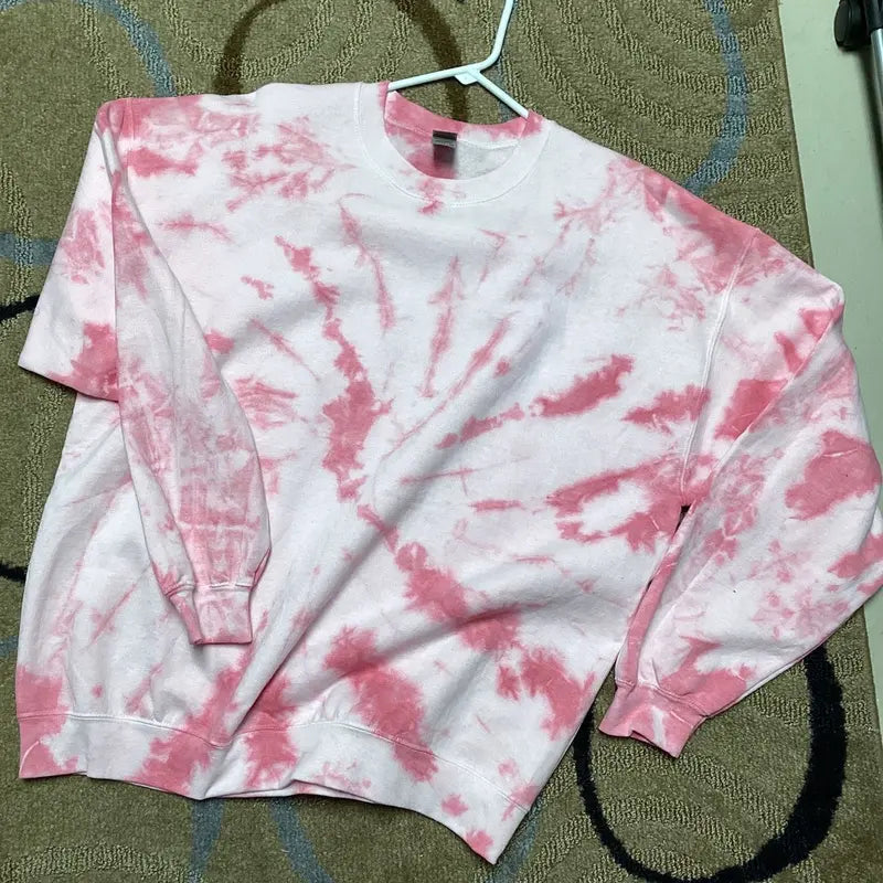 Custom Tie Dye Crewneck Sweatshirt with Design Only While on LIVE Casual Soft