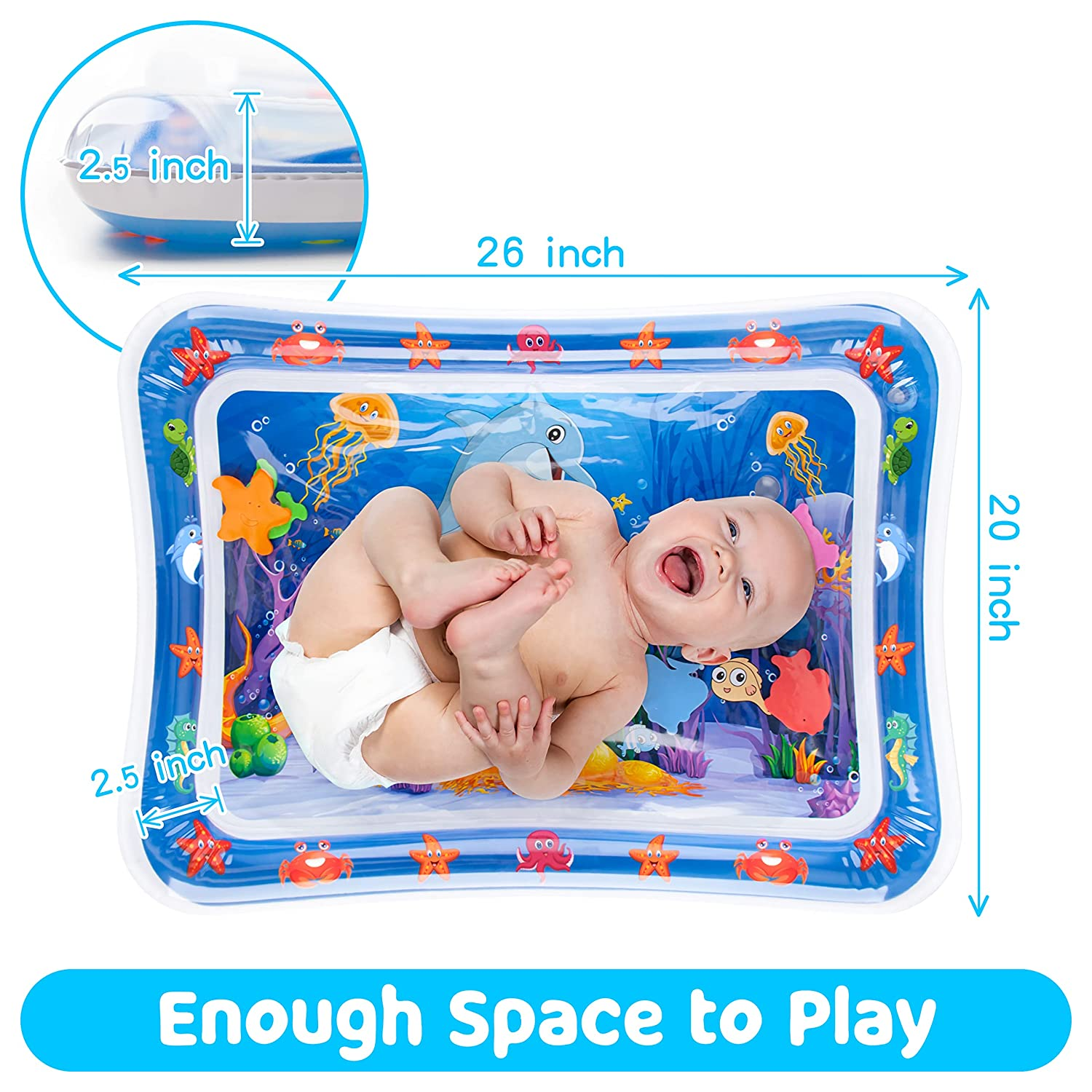 Tummy Time Water Mat丨Inflatable Tummy Time Water Play Mat for Babies, Infants An